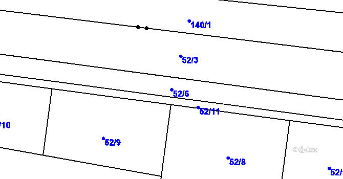 Parcela st. 52/6 v KÚ Tážaly, Katastrální mapa