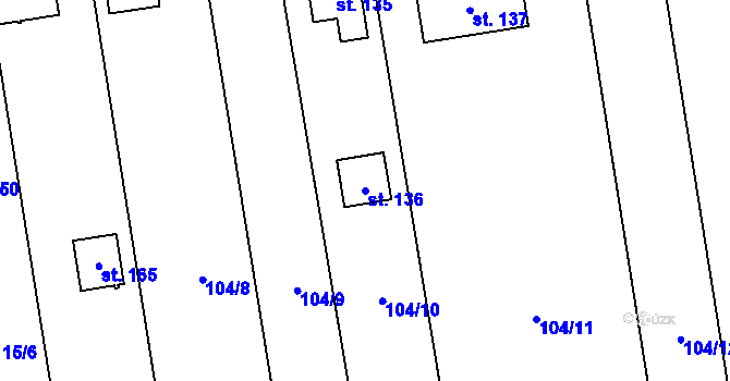Parcela st. 136 v KÚ Tážaly, Katastrální mapa