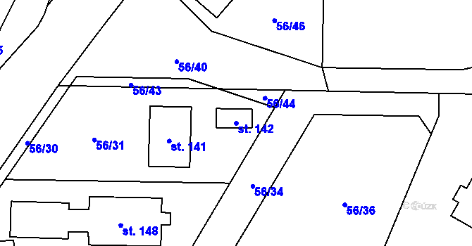 Parcela st. 142 v KÚ Tážaly, Katastrální mapa