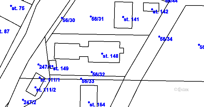 Parcela st. 148 v KÚ Tážaly, Katastrální mapa