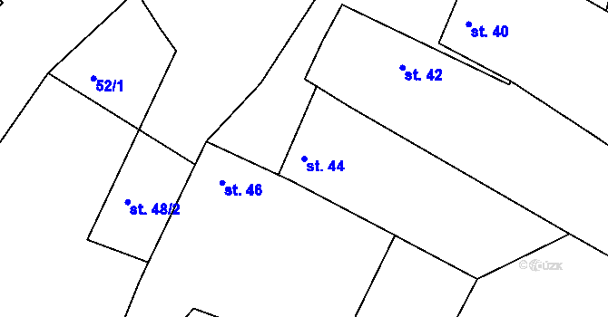 Parcela st. 44 v KÚ Kožušice, Katastrální mapa