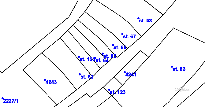 Parcela st. 65 v KÚ Kožušice, Katastrální mapa