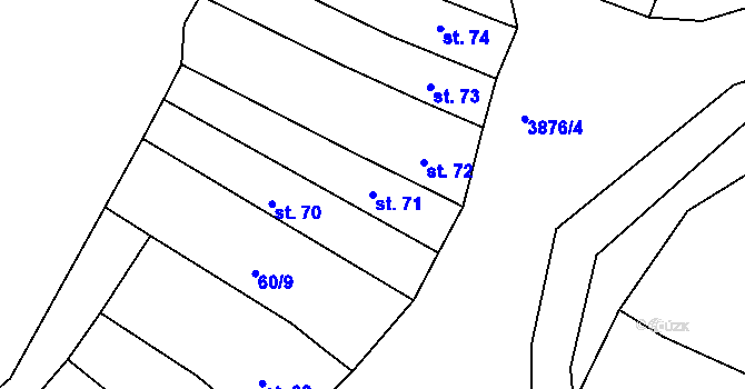 Parcela st. 71 v KÚ Kožušice, Katastrální mapa