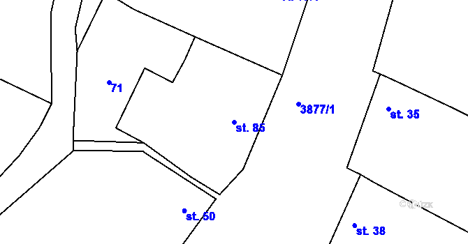 Parcela st. 85 v KÚ Kožušice, Katastrální mapa