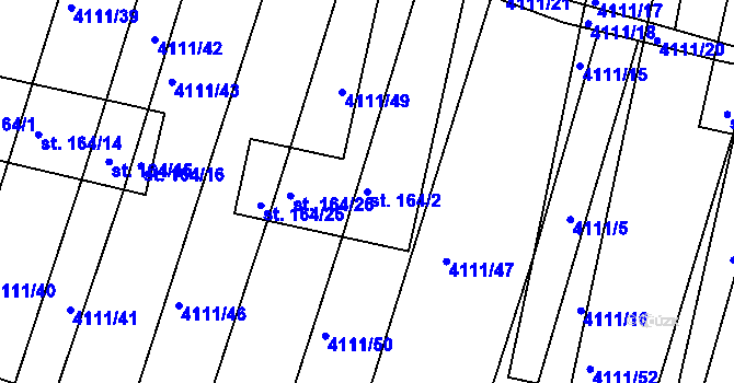 Parcela st. 164/2 v KÚ Kožušice, Katastrální mapa