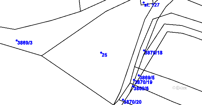 Parcela st. 25 v KÚ Kožušice, Katastrální mapa