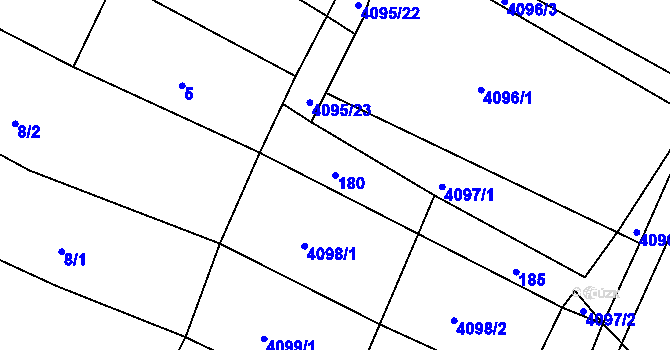 Parcela st. 180 v KÚ Kožušice, Katastrální mapa