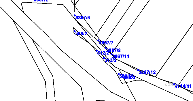 Parcela st. 312/2 v KÚ Kožušice, Katastrální mapa