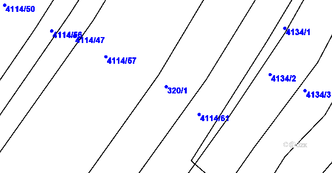 Parcela st. 320/1 v KÚ Kožušice, Katastrální mapa