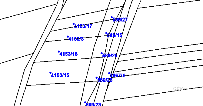 Parcela st. 589/26 v KÚ Kožušice, Katastrální mapa