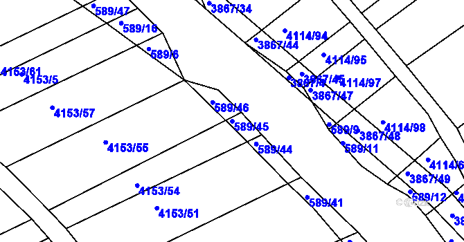Parcela st. 589/45 v KÚ Kožušice, Katastrální mapa