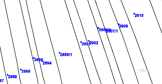 Parcela st. 2901 v KÚ Kožušice, Katastrální mapa