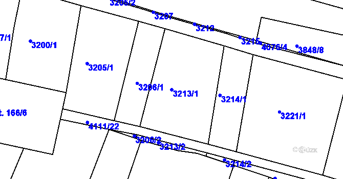 Parcela st. 3213/1 v KÚ Kožušice, Katastrální mapa