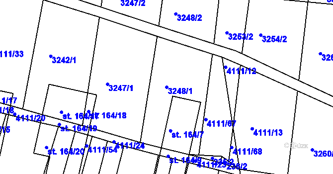 Parcela st. 3248/1 v KÚ Kožušice, Katastrální mapa