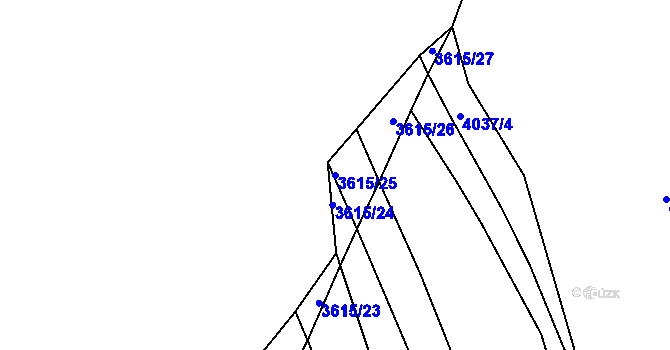 Parcela st. 3615/25 v KÚ Kožušice, Katastrální mapa