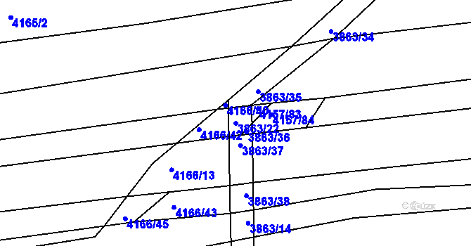 Parcela st. 3863/22 v KÚ Kožušice, Katastrální mapa