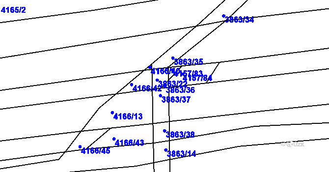 Parcela st. 3863/36 v KÚ Kožušice, Katastrální mapa