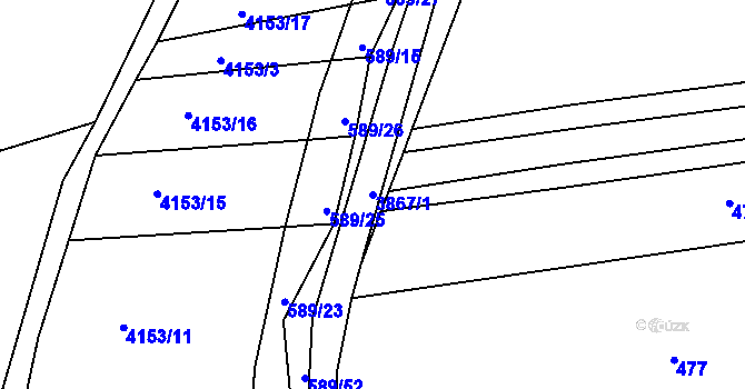 Parcela st. 3867/1 v KÚ Kožušice, Katastrální mapa