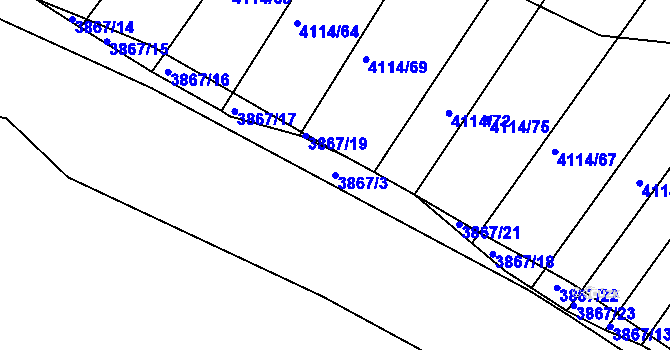 Parcela st. 3867/3 v KÚ Kožušice, Katastrální mapa