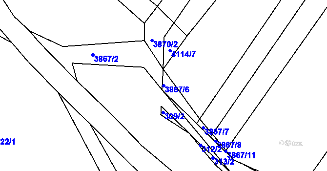 Parcela st. 3867/6 v KÚ Kožušice, Katastrální mapa