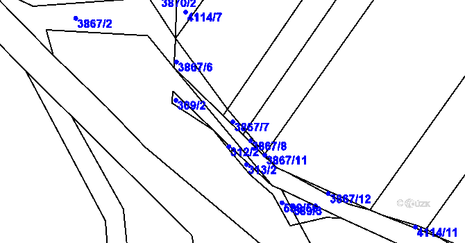 Parcela st. 3867/7 v KÚ Kožušice, Katastrální mapa