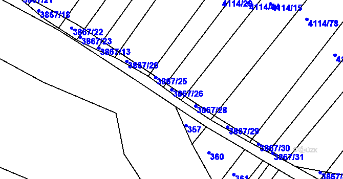 Parcela st. 3867/26 v KÚ Kožušice, Katastrální mapa