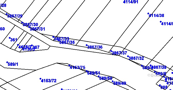 Parcela st. 3867/36 v KÚ Kožušice, Katastrální mapa