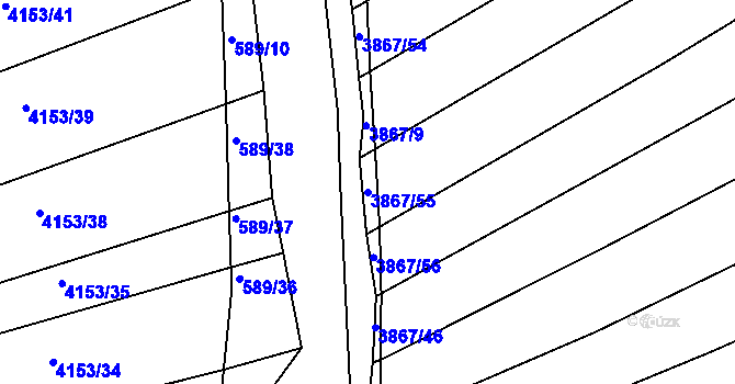 Parcela st. 3867/55 v KÚ Kožušice, Katastrální mapa