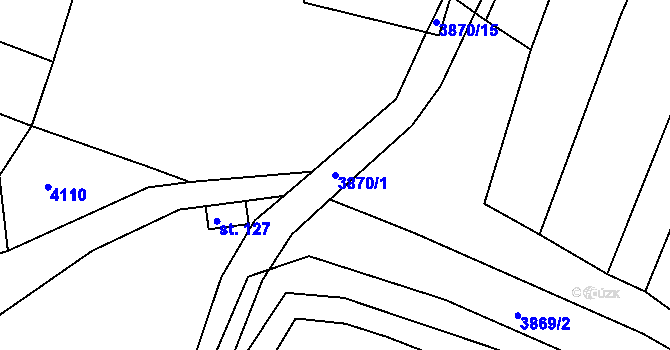 Parcela st. 3870/1 v KÚ Kožušice, Katastrální mapa