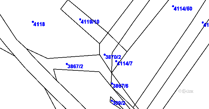 Parcela st. 3870/2 v KÚ Kožušice, Katastrální mapa