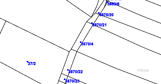 Parcela st. 3870/4 v KÚ Kožušice, Katastrální mapa