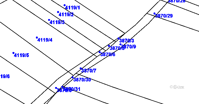 Parcela st. 3870/6 v KÚ Kožušice, Katastrální mapa