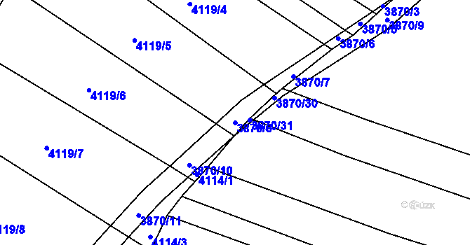 Parcela st. 3870/8 v KÚ Kožušice, Katastrální mapa