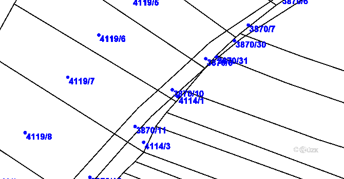 Parcela st. 3870/10 v KÚ Kožušice, Katastrální mapa