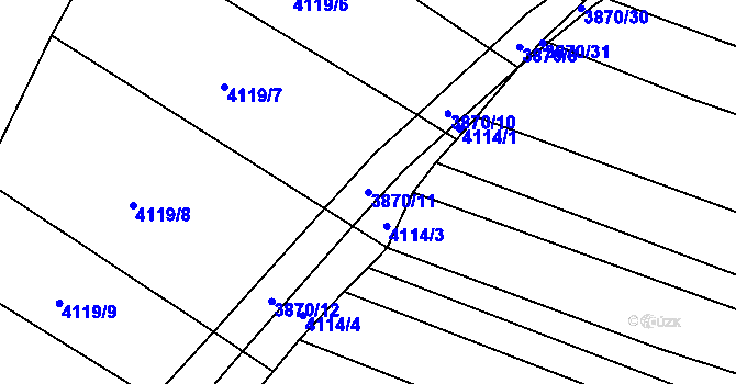 Parcela st. 3870/11 v KÚ Kožušice, Katastrální mapa