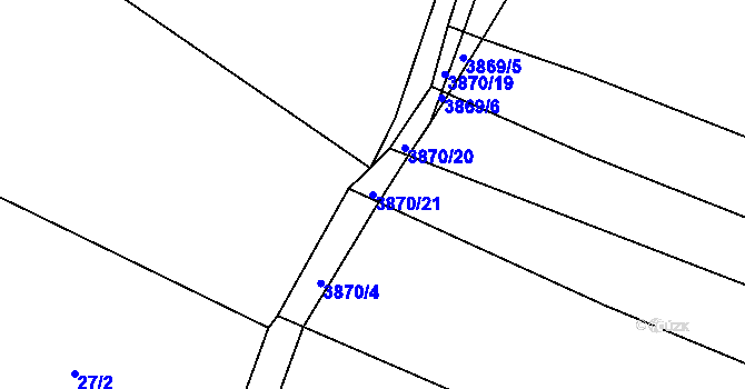 Parcela st. 3870/21 v KÚ Kožušice, Katastrální mapa