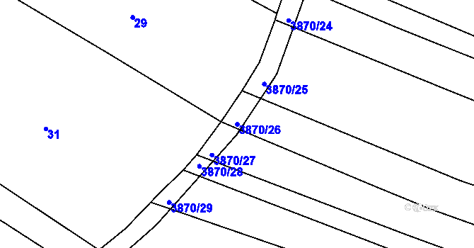 Parcela st. 3870/26 v KÚ Kožušice, Katastrální mapa