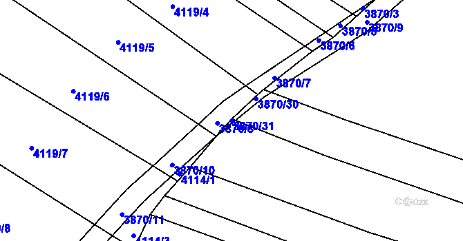 Parcela st. 3870/31 v KÚ Kožušice, Katastrální mapa
