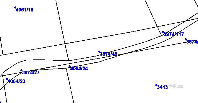 Parcela st. 3874/46 v KÚ Kožušice, Katastrální mapa