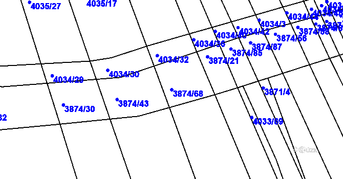 Parcela st. 3874/68 v KÚ Kožušice, Katastrální mapa