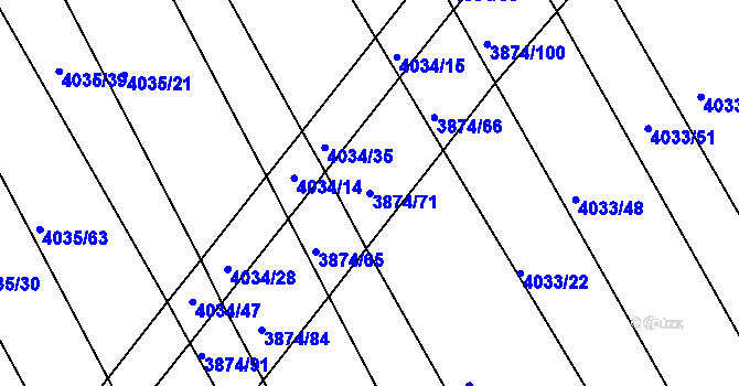 Parcela st. 3874/71 v KÚ Kožušice, Katastrální mapa