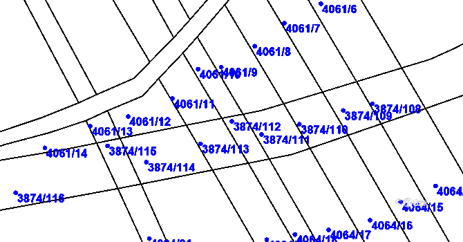 Parcela st. 3874/112 v KÚ Kožušice, Katastrální mapa