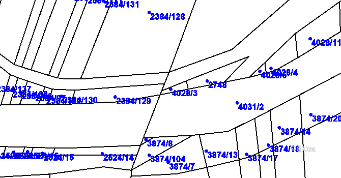 Parcela st. 4028/3 v KÚ Kožušice, Katastrální mapa