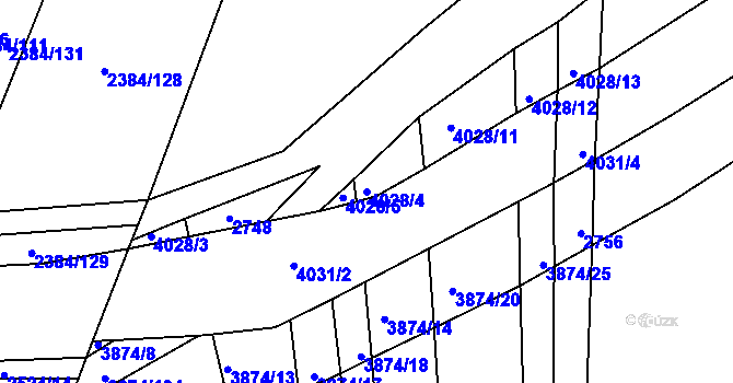 Parcela st. 4028/4 v KÚ Kožušice, Katastrální mapa