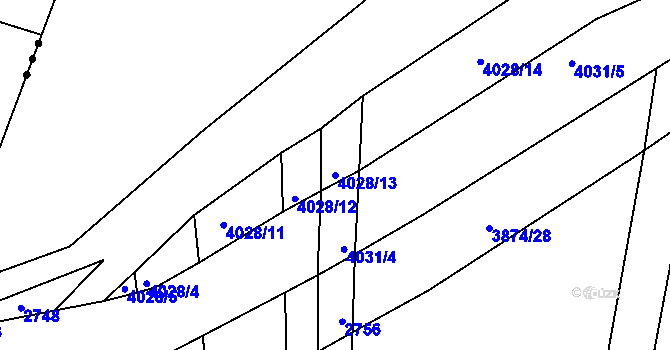 Parcela st. 4028/13 v KÚ Kožušice, Katastrální mapa