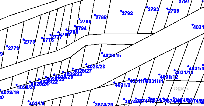 Parcela st. 4028/15 v KÚ Kožušice, Katastrální mapa
