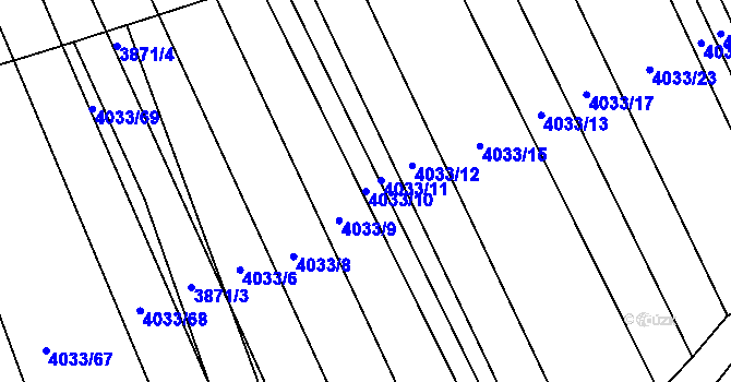 Parcela st. 4033/10 v KÚ Kožušice, Katastrální mapa