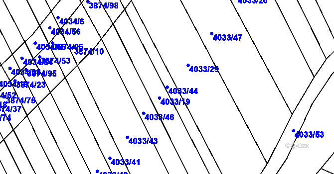 Parcela st. 4033/44 v KÚ Kožušice, Katastrální mapa