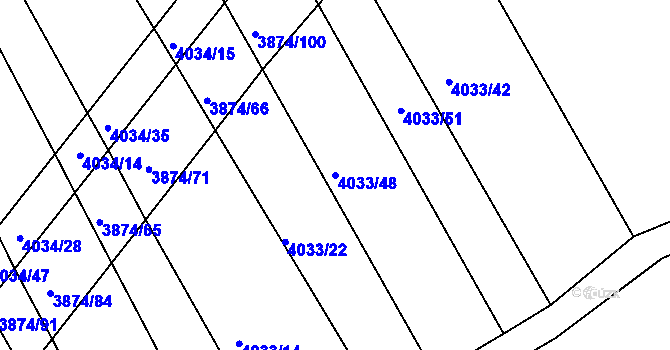 Parcela st. 4033/48 v KÚ Kožušice, Katastrální mapa