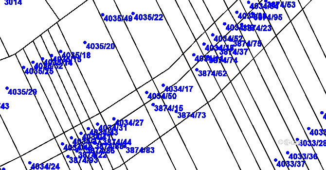 Parcela st. 4034/17 v KÚ Kožušice, Katastrální mapa